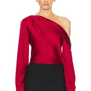 Simkhai Alice Top Red - Elegant Red One-Shoulder Blouse